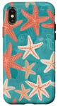Coque pour iPhone X/XS Coquillages d'étoiles de mer cool motif vagues de corail