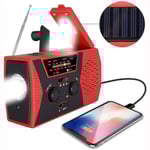 Solenergi vädersändning NOAA/AM/FM-radio med handvev Hörlursuttag Läslampa 2000mAh Power Bank
