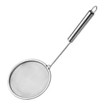 Skimmer-sked med fint nät i rostfritt stål, lång handtag, varm gryta, skimmer för fett, skum, kök, M