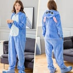 Stitch Vuxen Djur Onesie Vinter Dam Pyjamas Onesie Herr Par Kostym Cosplay Flanell Cartoon Pyjamas Hemkläder - Blå Stitch M Height 156*165CM