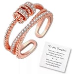 Till Min Dotter Fidget Ring För Ångest - Fidgetringar För Ångest För Kvinnor Justerbar Stackbar Ångestlindrande Regnbågsfidgetring Smycken Presenter rose gold