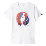 Adidas Men's Football Euro T-shirt Climalite Cup Logo Gym Sport Summer - White