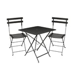 Fermob - Bistro matgrupp bord 71cm & 2 metall stolar liquorice - Matgrupper utomhus