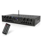 Pyle Amplificateur Audio sans Fil pour la Maison - Ampli Bluetooth Stéréo 6 Canaux 600W,Écran LCD Numérique, Prise Casque, Entrée Microphone 6,35 mm, USB, SD, AUX, RCA,Radio FM