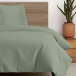 Pizuna Coton peigné Ensemble de Housse de Couette 140x200 cm 1 Personne Sauge, 100% Coton Longue Tige 400 Fils Armure Satin, Housse de Couette de Luxe avec Fermeture à Boutons Sauge