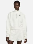 Nike Phoenix Oversized 1/2-Zip Crop Sweatshirt - Off White, Off White, Size 2Xl, Women
