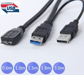 100cm Câble d'alimentation pour disque dur externe Micro B USB 3.0, 5Gbps, noir