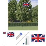 The Living Store Storbritanniens flagga och flaggstång 6,23 m aluminium -  Flaggor & vindstrutar