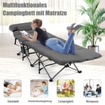 Tältsäng hopfällbar campingsäng med madrass 185 cm x 65 cm x 41-53 cm grå