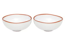 Premier Housewares White Glazed Mini Sauce Pots Set of 2 Small Dip Bowls Gold Detail Terracotta Food Bowl 11H X 11W X 4D