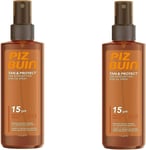 2 X Piz Buin Tan & Protect Accelerating Oil Spray Spf15-150Ml