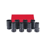 Force 1quot Impact socket set lång SAE 8delad