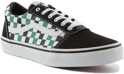 Vans Ward Checkerboard Off The Wall Youth Trainers In Black Green Size UK 2 - 5