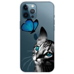 Anti-scratch iPhone 14 Pro Max Mobildeksel - Cat and Butterfly