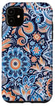 Coque pour iPhone 11 Motif floral Illustration Bleu Mode Botanique Style