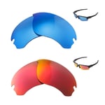 Walleva Fire Red and Ice Blue Polarized Replacement Lenses For Oakley Flak Draft