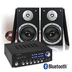 Bluetooth Home Hifi Stereo System 5" Black Bookshelf Speakers and Amplifier