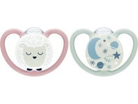 Nuk Nuk Space Night Silikon-Schnuller 0-6M, 2 St, Rosa/Mint