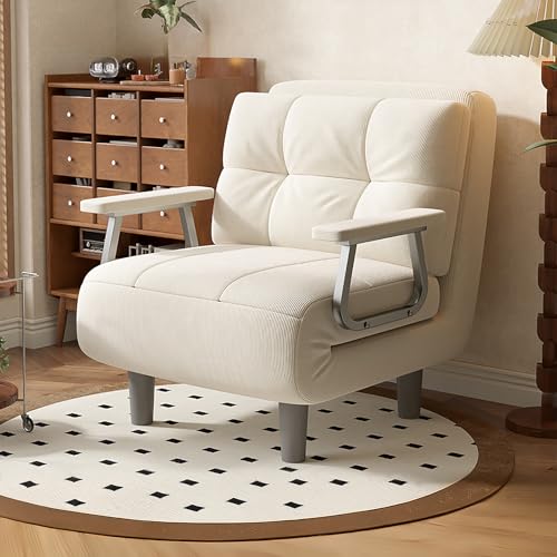 HOMCOM Fauteuil Chauffeuse Canapé-lit Convertible 1 Place Déhoussable Grand Confort Coussin Pieds Accoudoirs Métal Suède Gris Pas Cher