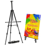 FUDESY 72" /183cm Easel Stand,Extra Sturdy Black Aluminum Metal Display Easel Artist Easel Tripod Adjustable Height from 23" to 72" for Table-Top/Floor Painting,Display and Drawing with Portable Bag
