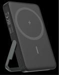 Deltaco Powerbank 5000 mAh trådlös laddning PD 20W med stativ - Svart