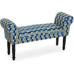 Klee Banquette Tabouret Banc Chaise Longue pour le Salon Chambre Bureau, , Dimensions (h x l x l) 53 x 32 x 100 cm, Coton et bois, Couleur: Bleu,