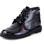 New Womens Kickers Classic Kick Hi Patent Boots Black Leather Ankle UK 6 EUR 39
