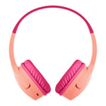 Belkin SoundForm Mini Kids Wireless Headphones with Built-In Microphone, 30H of Playback Time, & Fun Stickers - Over-Ear Headsets for Online Learning, School, Travel, iPhone, iPad, Galaxy - Pink