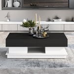 Dolinhome - Table basse multifonctionnelle avec tiroir, escamotable, noir, 100×60×36 cm