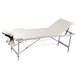 Hopfällbar massagebänk med 3 sektioner aluminiumram gräddvit