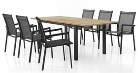 Brafab - Lyon Matgrupp 152-210 cm ink 6st Avanti Pos. Svart/Teak