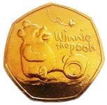 Coins for collectors - 24K Gold Plated 2020 Winnie The Pooh Uncirculated 50p Coin with Airtile Capsule Holder in a pouch wallet