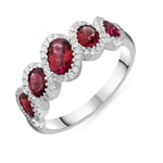 18ct White Gold 1.79ct Ruby Diamond Five Stone Cluster Ring