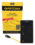 Patona Dual LED USB Lader for Sony NP-FM50 NP-F550 NP-F750 NP-F970 15060141525 (Kan sendes i brev)