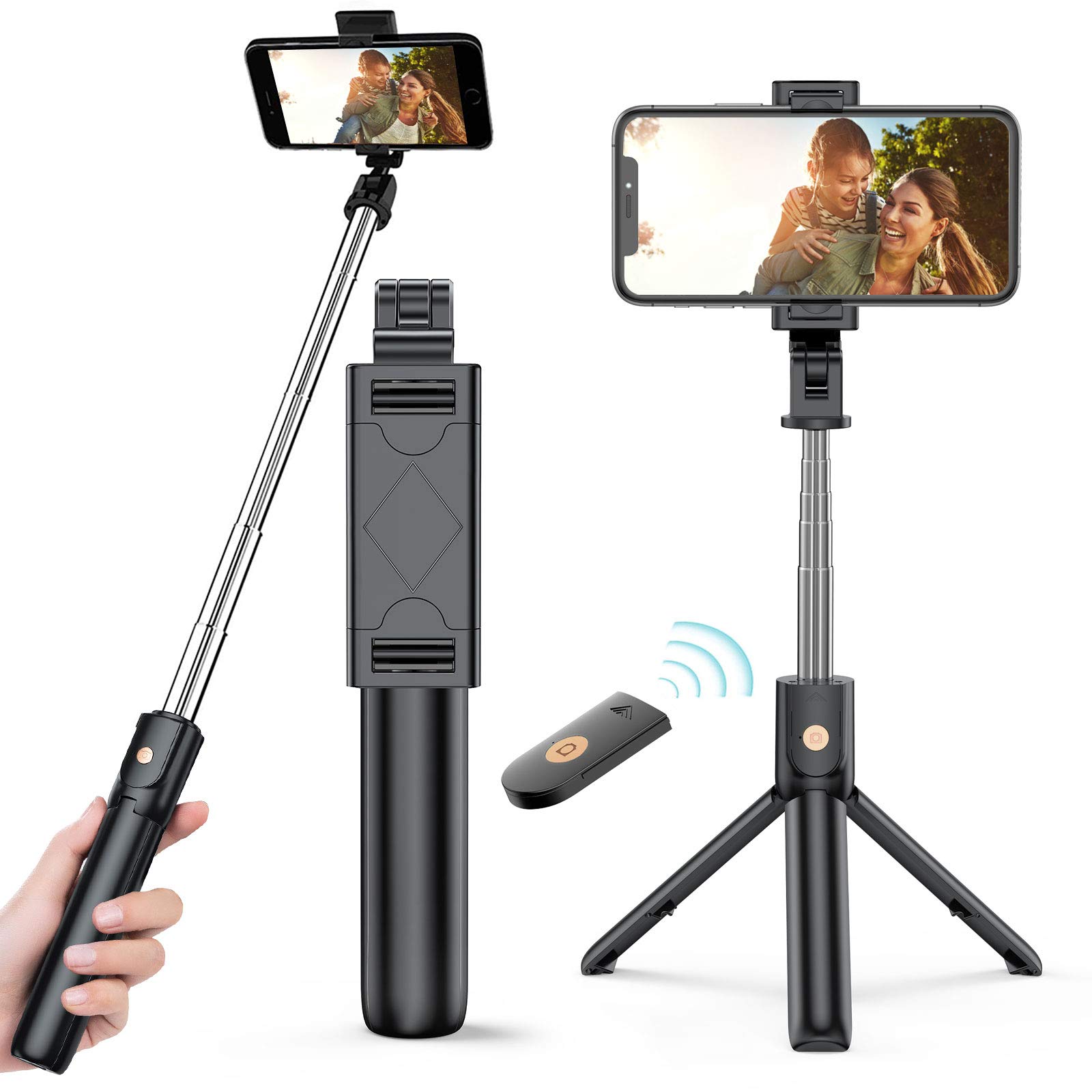 Patasen 3 in 1 Folding Bluetooth Selfie Stick with Detachable Wireless Remote Control Shutter Extendable Tripod Stand 360 Degree Rotation Phone Holder Works with iPhone X 8/8Plus Most Smartphone