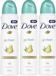 Dove Deodorant Aerosol 250 ml – [Pack of 3] Go Fresh with Pear and Aloe Vera