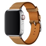 Apple Watch Series 5 44mm cross texture genuine leather watch band - Light Brown