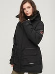 Superdry City Padded Parka Jacket - Black, Black, Size 8, Women