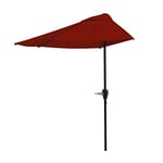 Pure Garden Demi-parasol de terrasse de 2,7 m – Ouverture facile en demi-cercle – Pour contre un mur, une véranda ou un mobilier de balcon (rouge)