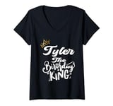 Womens Tyler The Birthday King Happy Birthday Shirt Men Boys Teens V-Neck T-Shirt