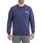 Jeep Winter Crew Neck with Bomber Cut Collar and Vintage Logo Printing, Men's Jersey, Mood Indigo/Light Gr, S