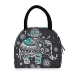 Ethnic Elephant Lunch Bag for Women Reusable Tote Bag Cooler Insulated Lunch Box for School Office Picnic Kids Adults Children