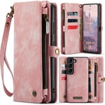 CaseMe Multi-Slot 2 i 1 Plånboksfodral Galaxy S24 Plus Rosa