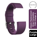 Aquarius Classic Plastic Replacement Strap Band Fitbit Charge-2 Purple, Large