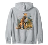 fierce mountain lion sitting, puma animal realistic cougar 2 Zip Hoodie