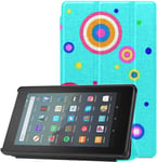 Case for All-new Amazon Kindle Fire 7 Tablet Case(9th Generation,2019 Release),ultra Slim Lightweight Trifold Stand Cover With Auto Sleep/wake, Set Colorful Round Geometric Image Light