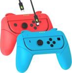 Grips Poignée Compatible Avec Switch Joy-Cons, Poignée Joy-Con Controller Pour Switch Joy-Con, Bleu Et Rouge 2 Pièces