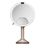 Simplehuman Trio makeup spejl med lys, dæmpbar, sensor, Ø23,2 cm, rosa guld