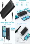 Anker Power Bank, 20W Portable Charger with USB-C Fast Charging, 335 Black 