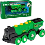 BRIO World Big Green Action Locomotive Battery Powered Wooden Train for Kids Age